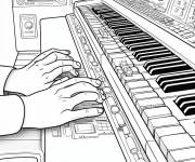 Coloriage Mains sur le piano
