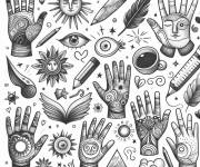 Coloriage Mains zen et la culture