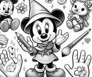 Coloriage Minnie Mouse sur le th&egrave;me de main