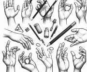 Coloriage Mod&egrave;les des mains &agrave; dessiner