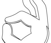 Coloriage Ok symbole de la main stylis&eacute;