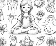Coloriage Position des mains pendant le Yoga