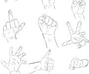 Coloriage Positions des mains