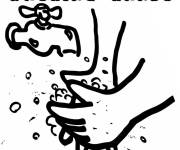 Coloriage Se laver les mains soigneusement