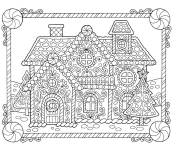 Coloriage Adorable maison en pain d&rsquo;&eacute;pice sur une carte postale