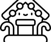 Coloriage et dessins gratuit Belle maison de pain d'&eacute;pice en &eacute;moticon à imprimer