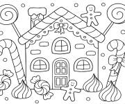Coloriage Carte de maison de pain d'&eacute;pice avec motifs