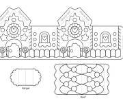 Coloriage et dessins gratuit Construire cette Maison en pain d'&eacute;pice &agrave; d&eacute;couper à imprimer