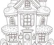 Coloriage D&eacute;coration merveilleuse d'une maison en pain d'&eacute;pice
