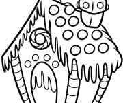 Coloriage D&eacute;licieuse Maison en pain d&rsquo;&eacute;pice avec du miel sur le toit
