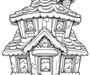 Coloriage Des bonbons adorables sur la maison en pain d'&eacute;pice