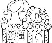 Coloriage Des friandises sur une cabane de pain d'&eacute;pice