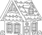 Coloriage Des oeufs, bonbons et cupcakes dans cette maison en pain d'&eacute;pice