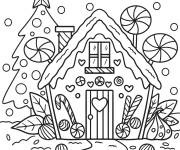 Coloriage Des sucettes savoureuses devant la maison de pain d'&eacute;pice