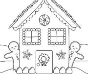 Coloriage Deux bonhommes en biscuit et la Maison en pain d&rsquo;&eacute;pice