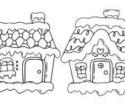 Coloriage Deux maisons de pain d'&eacute;pice confiserie