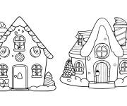Coloriage Deux maisons de pain d'&eacute;pice &eacute;picerie