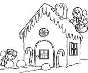 Coloriage Deux petites f&eacute;e en d&eacute;corant la maison en pain d&rsquo;&eacute;pice