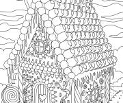 Coloriage Enorme maison en pain d&rsquo;&eacute;pice avec des motifs
