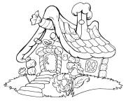 Coloriage G&eacute;ante bonbon sur une maison en pain d&rsquo;&eacute;pice