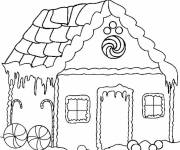 Coloriage Gla&ccedil;age au chocolat sur maison en pain d&rsquo;&eacute;pice