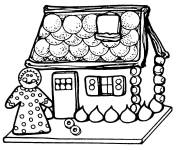 Coloriage Grand-m&egrave;re devant la maison en pain d&rsquo;&eacute;pice