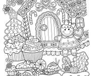 Coloriage Heureux pain d'&eacute;pice pendants les vacances de noel