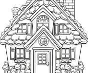 Coloriage Le toit d&eacute;licieux d'une maison en pain d'&eacute;pice