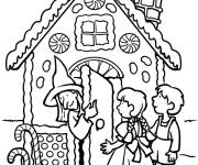 Coloriage Les enfants invit&eacute;s dans la Maison en pain d&rsquo;&eacute;pice
