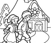 Coloriage Les petits se dirigent vers la maison en pain magique