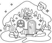 Coloriage Maison de pain d'&eacute;pice avec chemin&eacute; et motifs
