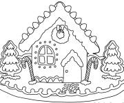 Coloriage Maison de pain d'&eacute;pice cupcake imprimable