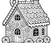 Coloriage Maison de pain d'&eacute;pice en maternelle en couleurs