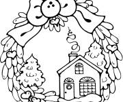 Coloriage Maison de pain d'&eacute;pice et guirlande de noel