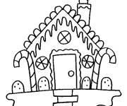 Coloriage Maison de pain d'&eacute;pice facile &agrave; colorier