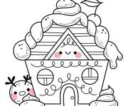 Coloriage Maison de pain d'&eacute;pice kawaii