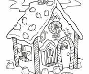 Coloriage Maison en pain d&rsquo;&eacute;pice avec des oeufs en chocolat sur le toit