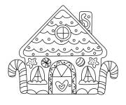 Coloriage et dessins gratuit Maison en pain d'&eacute;pice avec le toit en forme de sapin à imprimer