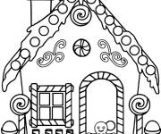Coloriage Maison en pain d'&eacute;pice bien d&eacute;cor&eacute;e