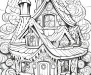 Coloriage Maison en pain d'&eacute;pice complexe imprimable