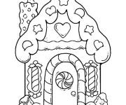 Coloriage Maison en pain d&rsquo;&eacute;pice de confiserie