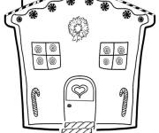 Coloriage Maison en pain d&rsquo;&eacute;pice d&eacute;cor&eacute; avec des bonbons