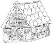 Coloriage Maison en pain d&rsquo;&eacute;pice d&eacute;licieuse en noir et blanc