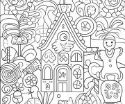 Coloriage Maison en pain d'&eacute;pice d&eacute;stressant complexe