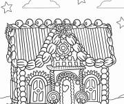 Coloriage Maison en pain d'épice détaillée avec des bonbons