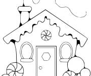 Coloriage Maison en pain d'&eacute;pice facile