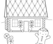 Coloriage Maison en pain d'&eacute;pice facile pour les tout petits