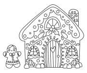 Coloriage et dessins gratuit Maison en pain d'&eacute;pice gingerbread à imprimer