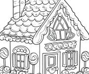 Coloriage Maison en pain d'&eacute;pice glac&eacute;e et sucr&eacute;e ce1