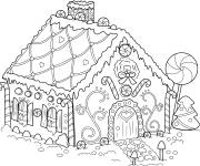 Coloriage et dessins gratuit Maison en pain d'&eacute;pice pendant la saison de noel à imprimer